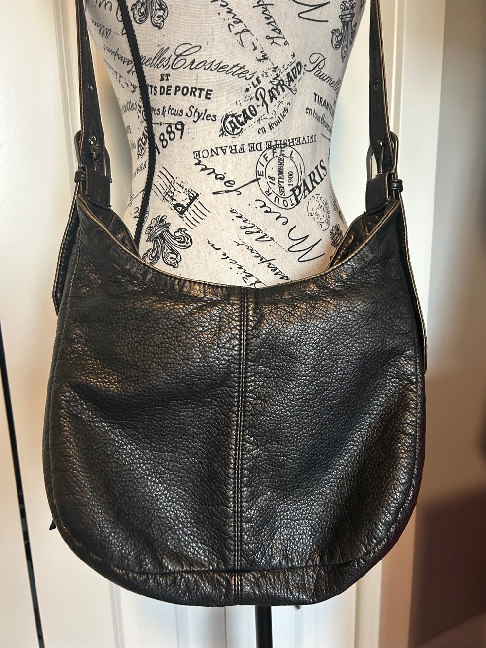 Leather Multi-Zip Hobo Shoulder Bag - Gunmetal - Picture 8 of 15